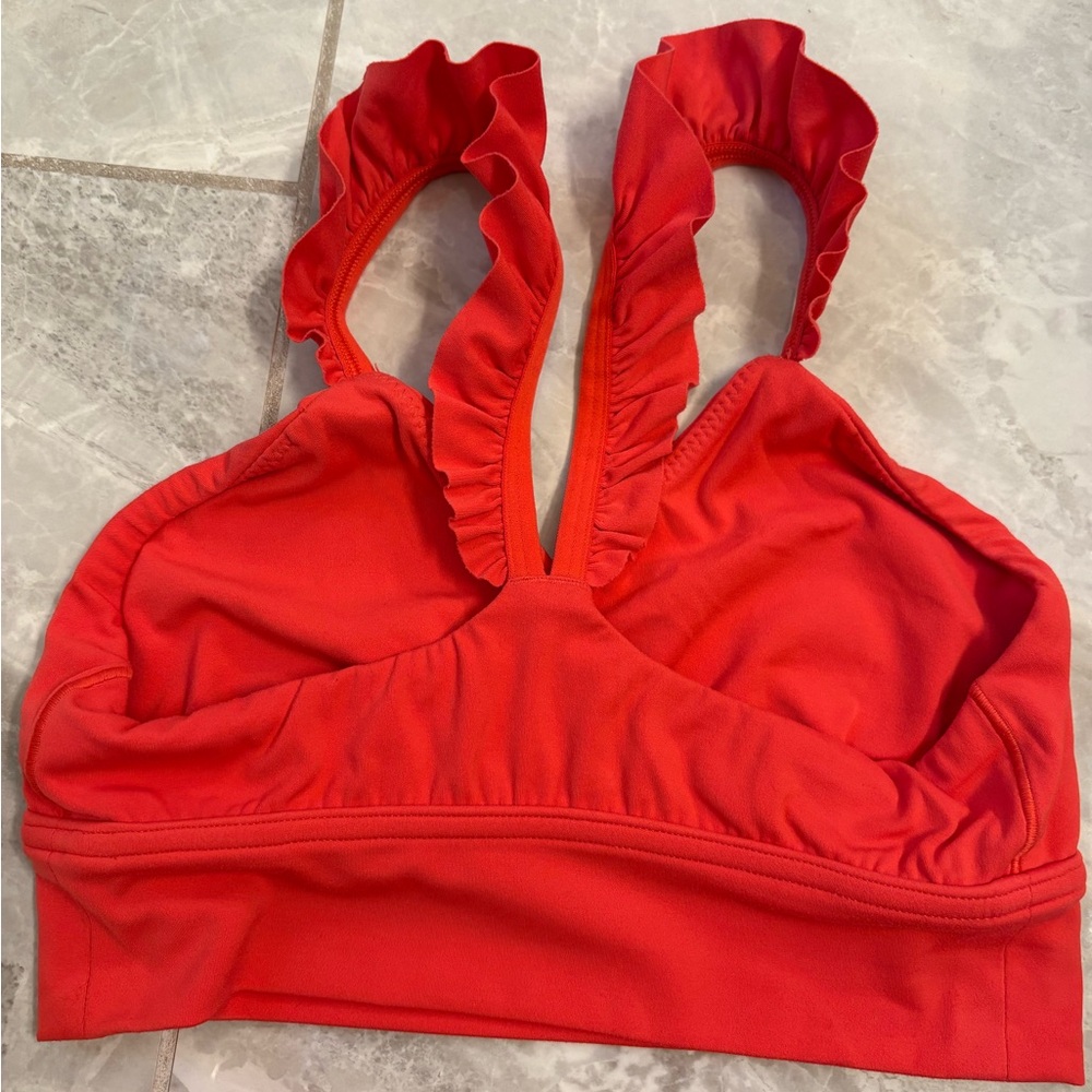 aerie Red Ruffled Strappy Sports Bra and High-Waist Leggings Set - Picture 6 of 9